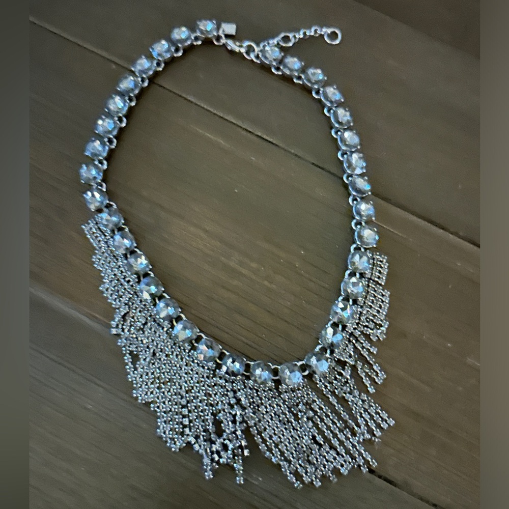 Banana Republic Smoky Rhinestone Chunky Necklace with Tiny Rhinestone Fr…